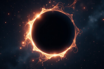 Stunning Solar Eclipse with Fiery Prominences and Outer Glow


