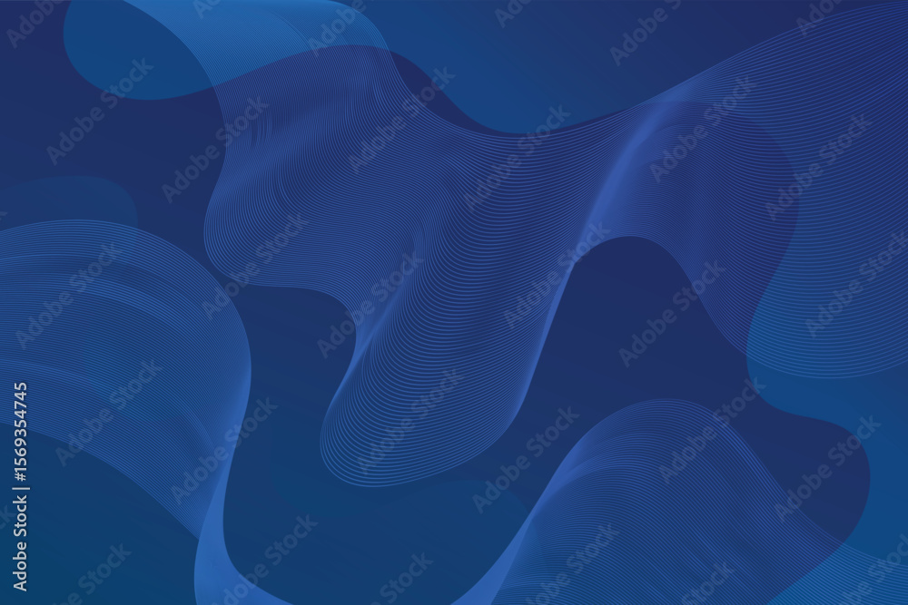 Aufkleber abstract blue background with flowing lines and smooth gradients creating a wavy pattern design isol