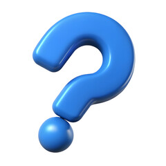 Naklejka premium Blue Question Mark 3D Render on Transparent Background for Design and Educational Purposes