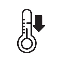 Thermometer cold icon in liner stroke style on white background