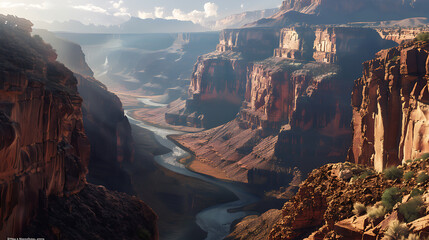 Grand canyon landscape view with river