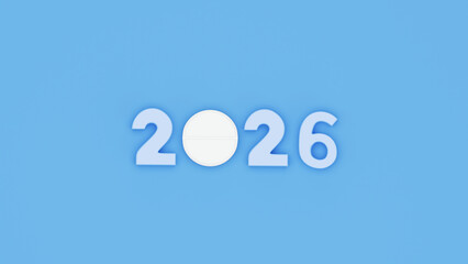 2026 3D render pill and number Healthcare and Pharmaceutical Trends for  health technology innovation concept 