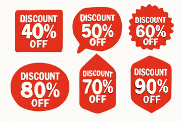 set of discount labels.. set of red sale labels