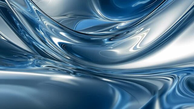 Abstract blue and silver wave patterns creating a serene and fluid background for artistic use