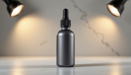 subject: matte dropper bottle mockup position: under studio lights copy space: this mockup features a matte dropper bottle