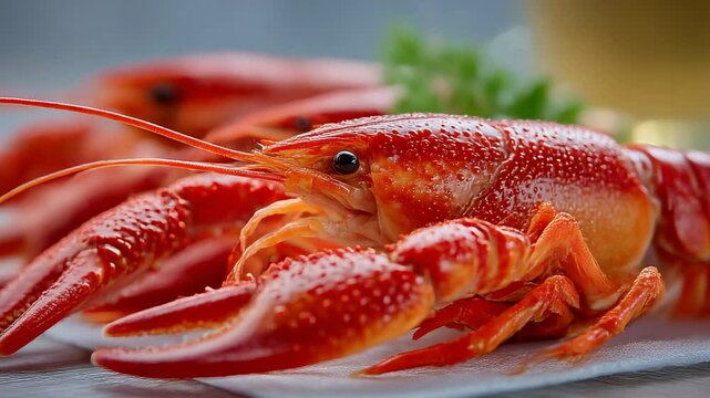 Close-up of cooked crawfish