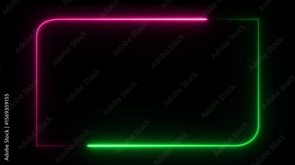 Canvas Prints neon light rectangle frame loading icon animation. glowing neon rectangle border frame in the shape 