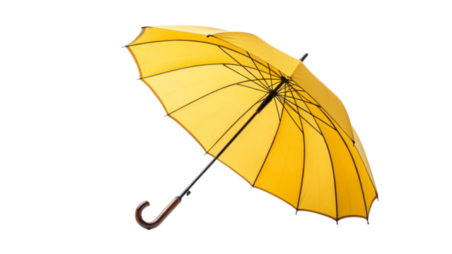 Isolated bright yellow umbrella for rain protection fashion accessory and weather forecast equipment concept