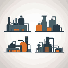 Obraz premium Four Different Industrial Plant Illustrations