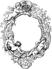 Vintage Banners and Ribbons, Floral Illustrations, vintage design, antique art