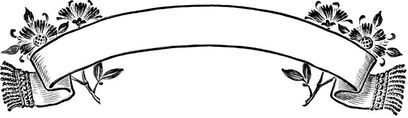 Vintage Banners and Ribbons, Floral Illustrations, vintage design, antique art