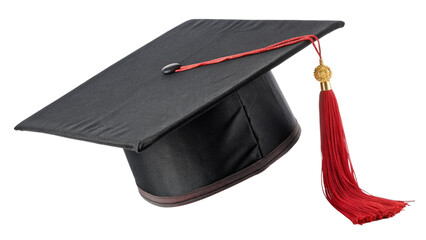 Graduation cap mortarboard with red tassel academic achievement university college school education