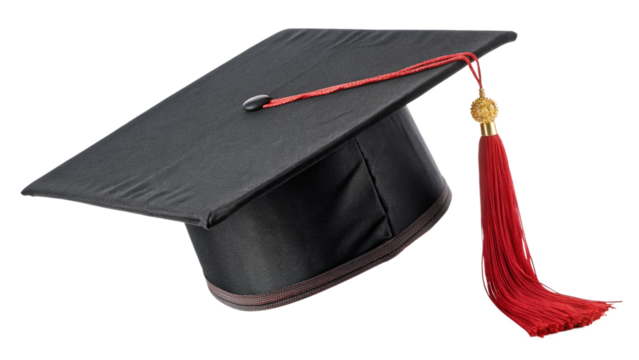 Graduation cap mortarboard with red tassel academic achievement university college school education