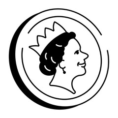 A sketchy style icon depicting british coin
