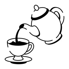 A sketchy style icon depicting tea set
