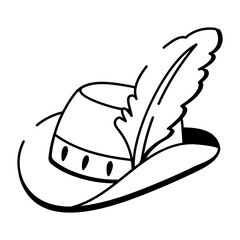 A hand drawn style icon showing feather hat
