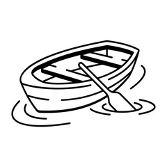 A sketchy style icon depicting punting boat
