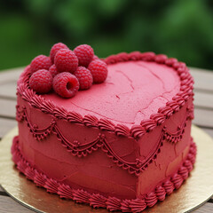 Raspberry Heart Cake Delicious Dessert Photography