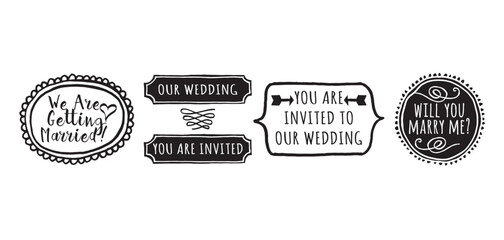 Luxury wedding invitation stickers background vector. Minimal hand drawn stickers for wedding invitations. Design for wedding
