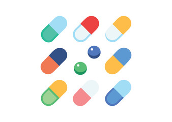 Various Pills Vector, Pills Icon Illustration