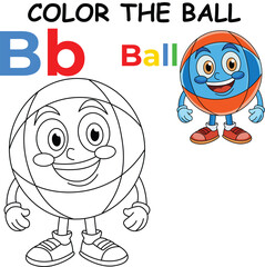 "B for Ball Coloring Worksheet for Kids – AI Inspired Concept Hand Drawn Vector in Illustrator"