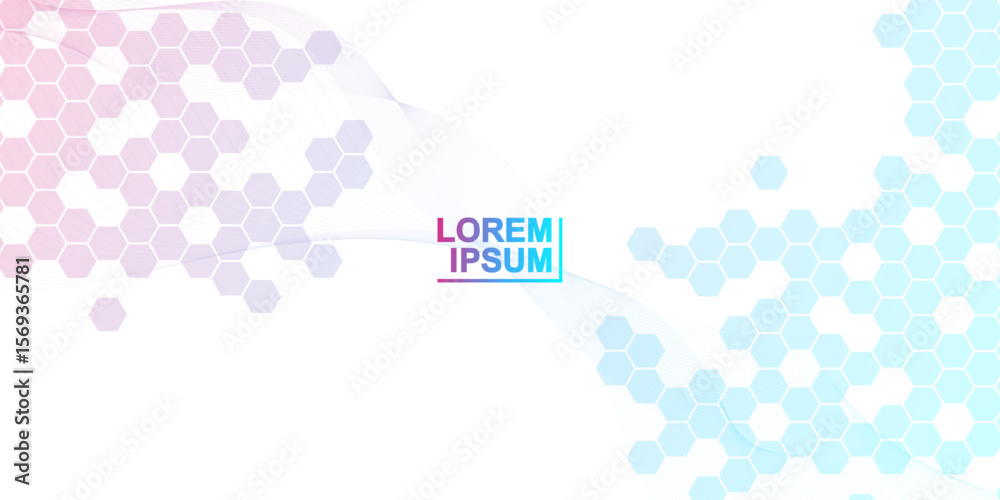 Poster abstract technology connect background lines and dots with hexagons. modern hexagons technology conc