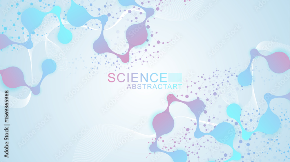 Wall mural molecular structure dna, atom, neurons. science concept for your design. connected lines with dots. 