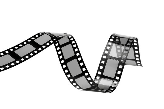 curling strip of film isolated on white background