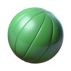 Green Sphere with Grooves 3D Render on Transparent Background for Design and Decoration
