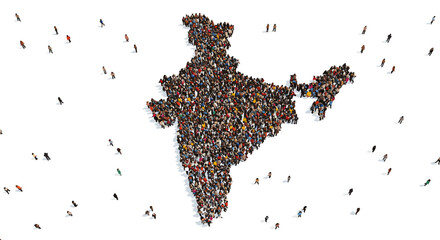 Diverse community in shape of india - vector illustration for cultural and social concepts