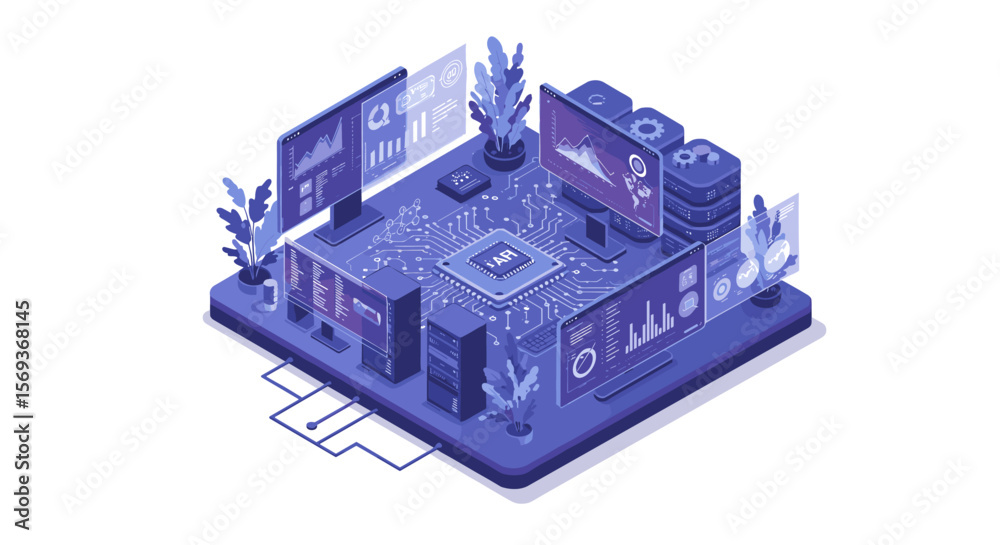 Fototapete futuristic ai technology platform vector illustration for digital transformation and data management