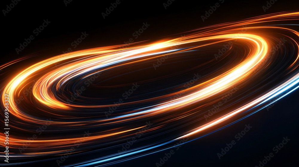 Poster abstract light trails creating infinity loop. energy flow and data transfer technology concept. digi