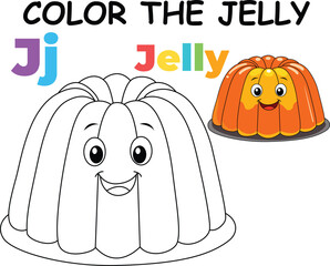 J for Jelly Coloring Worksheet for Preschool – AI Inspired Concept Hand Drawn Vector in Illustrator