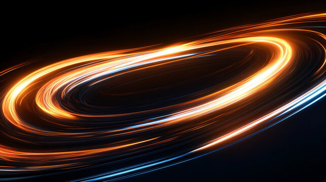 Abstract light trails creating infinity loop. Energy flow and data transfer technology concept. Digital motion background
