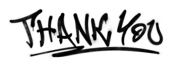 Words ‘Thank You’ written in graffiti spray paint lettering isolated on transparent background © HTGanzo