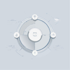 Obraz premium A minimal vector-style circular process diagram with four clean steps and thin lines, perfect for presentations, infographics, and UI projects. Label-free and editable layout.