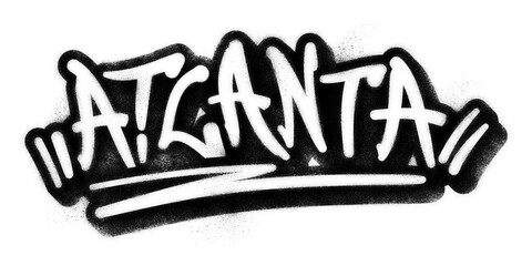 ‘Atlanta’ written in graffiti spray paint block lettering isolated on transparent background © HTGanzo