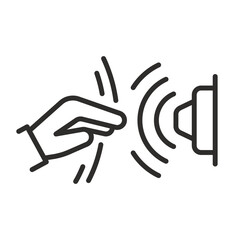 Motion sensor icon. Triggered by a hand wave. Sensor touch. Home alert detection. Linear vector illustration, simple symbols. Smart home technologies.