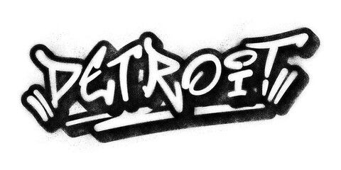 ‘Detroit’ written in graffiti spray paint block lettering isolated on transparent background © HTGanzo