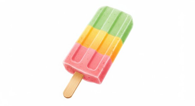 Ai generated image of colorful popsicle isolated on white background