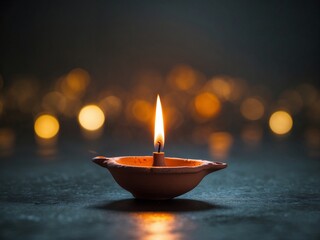 Oil lamp with burning wick creating warm light on dark background  