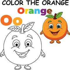 O for Orange Coloring Worksheet for Preschool – AI Inspired Concept Hand Drawn Vector in Illustrator