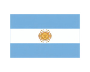 A straightforward digital rendering of the Argentinian national flag, clearly displaying its light blue and white bands and the central golden Sun of May