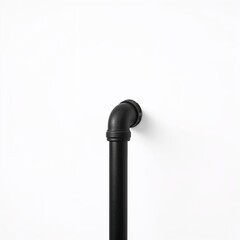 Matte black rainwater downpipe with 90-degree elbow on clean white wall