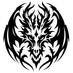 Dragon demon skull silhouette