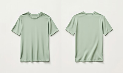 plain mint green t-shirt mockups, front and back views for apparel design presentations