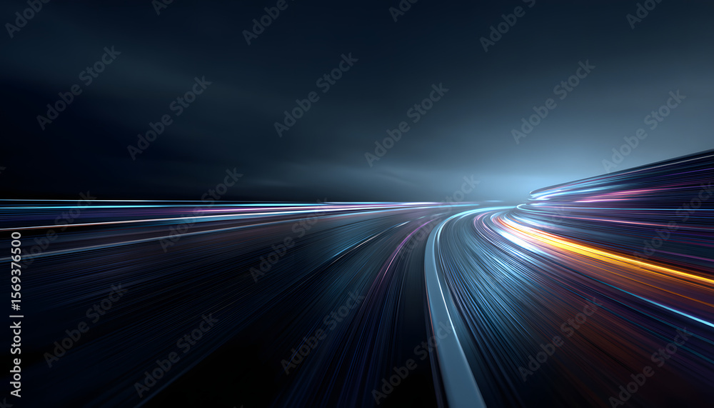 Canvas Prints futuristic design of highway road with blue gradient. dynamic lines suggest fast movement in modern 