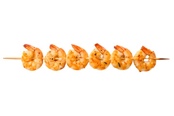 Grilled shrimp skewers isolated on transparent background