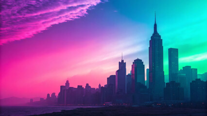 Fototapeta premium Vivid Neon Gradient Background with Abstract Blur 