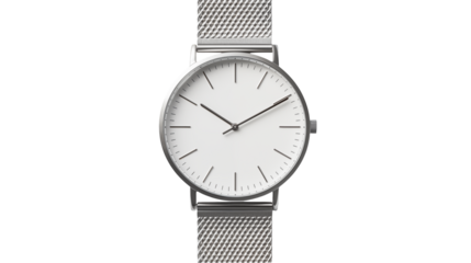 Silver wristwatch showcases minimalist design isolated on transparent background